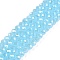Electroplate Glass Beads Strands, Imitation Jade Beads, Pearl Luster Plated, Faceted, Rondelle, Light Sky Blue, 4x3mm, Hole: 0.4mm, about 105~110pcs/strand, 38~39cm