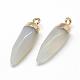 Natural Grey Agate Pointed Pendants G-Q495-08G-2