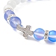 5 pièces 5 couleurs pierre de lune synthétique & oeil de chat & zircone cubique croix perlée bracelet extensible pour femme BJEW-JB08972-5
