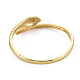 女性のためのヘビの腕輪  真鍮マイクロパヴェキュービックジルコニア腕輪  ニッケルフリー  16KGP本金メッキ  内径：2-1/4インチ（5.6cm） BJEW-Q700-004-NF-2