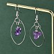 Болтающийся серьги природный аметист X-EJEW-JE02150-03-1