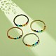 4 pièces 4 couleurs verre toupie et laiton rond perlé bracelets extensibles ensemble pour femme BJEW-JB08712-2