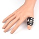 Skull Studded Leather Cord Snap Rings X-BJEW-D346-01-4
