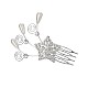 結婚式ブライダル装飾的なヘアアクセサリー  スター合金ラインストーンの毛の櫛  鉄のパーツとabs樹脂ビーズ  クリスタル  88x71mm OHAR-R196-20-1