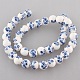 Flower Plum Blossom Printed Porcelain Ceramic Round Beads Strands PORC-O001-10mm-C-3
