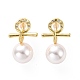 Simbolo femminile con zirconi trasparenti e orecchini pendenti con perle di plastica EJEW-A072-07LG-1