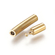 凍ったカラム304ステンレススチールバヨネットネックレスクラスプ  イオンプレーティング（ip）  ゴールドカラー  25~25.5x4.5~5x4mm  穴：1.8~2mm STAS-O035-05G-4