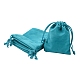 Pochettes d'emballage en velours rectangle, sacs à cordonnet, pour emballage cadeau, turquoise moyen, 10x8 cm