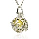 Silver Color Plated Brass Hollow Round Cage Pendants KK-J236-05S-2