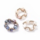 3 pièces 3 couleurs perles naturelles et graines de verre tressées bagues en perles RJEW-JR00464-1