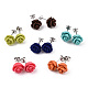 Synthetical Coral Flower Ear Studs EJEW-R102-01-3