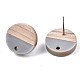 Orecchini a bottone in resina opaca e legno di noce MAK-N032-008A-B04-3