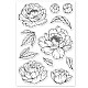GLOBLELAND Peony Flowers Clear Stamps Peony Leaves Silicone Clear Stamp Seals for Cards Making DIY Scrapbooking Photo Journal Album Decoration DIY-WH0167-57-0081-8