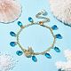 Forme de coquille de pétoncle d'étoile de mer en alliage avec bracelets à breloques en forme de larme de verre BJEW-JB09983-01-2