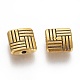 Tibetan Style Alloy Square Carved Stripes Beads TIBEB-5602-AG-LF-2