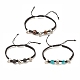 3Pcs Natural Tiger Eye & Lava Rock & Synthetic Turquoise Braided Bead Bracelets Set with Alloy Skull BJEW-JB08114-01-1