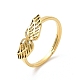Ion Plating(IP) 304 Stainless Steel Hollow Wings Adjustable Ring for Women RJEW-L107-033G-1