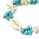 Bracelets de perles tressées en forme d'étoile de mer turquoise synthétique et de coquillages naturels BJEW-TA00371-3