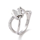 Кольцо с кристаллами и стразами крест-накрест с кольцом на палец в виде бабочки RJEW-D120-16B-P-1