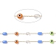 Flat Round with Evil Eye Glass Beaded Chains AJEW-J035-04G-01-2