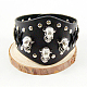 Punk Rock Style Cowhide Leather Skull Bracelets BJEW-O088-27-4