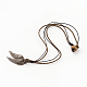Waxed Cord Pendant Necklaces NJEW-P107-70-2