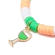 Saint Patrick's Day Freshwater Pearl & Handmade Polymer Clay Heishi Stretch Bracelets Sets BJEW-JB08768-6