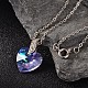 Heart Glass Pendant Necklaces & Dangle Earrings Jewelry Sets SJEW-JS00881-05-2