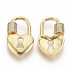 Brass Micro Pave Clear Cubic Zirconia Screw Carabiner Lock Charms ZIRC-S066-008-1