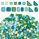グリーンシリーズ ガラスモザイクカボション  長方形/三角形/正方形  ミックスカラー  10~16x10~23x4~5mm  200 G /袋 GLAA-WH0032-10A-1