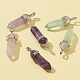 6Pcs 3 Styles Natural Mixed Stone Double Terminated Pointed Pendants G-FS0002-48-5