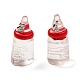 透明樹脂ペンダント  牛乳瓶のチャーム  プラチナトーンの亜鉛合金ループ付き  レッド  20x9mm  穴：2mm RESI-R440-03C-2