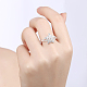 Silver Color Plated Brass Cubic Zirconia Snowflake Finger Rings For Party RJEW-BB16228-8-7
