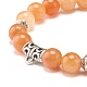 3 pièces 3 couleurs bracelets extensibles en perles rondes en aventurine naturelle avec tube incurvé BJEW-JB07719-7