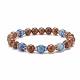 Bracelet extensible en perles rondes en bois de wengé naturel et pierres précieuses pour femme BJEW-JB07935-4