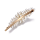 アクリル模造真珠髪ボビーピンとスナップヘアクリップセット  ライトゴールドトーン鉄パーツ  ホワイト  71~88x6~29x8~18ミリメートル  8個/カード PHAR-WH0003-02LG-3