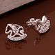 Rocking Horse Silver Color Plated Brass Cubic Zirconia Stud Earrings EJEW-BB09818-4