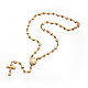Crocifisso con una collana di perle del rosario ovale X-NJEW-E070-33G-1