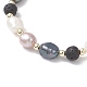 Браслеты из натуральных бусин из пресноводного культивированного жемчуга и лавового камня для женщин BJEW-JB12867-3