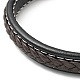 Bracelet cordon plat tressé en cuir de vachette avec 304 fermoirs aimantés en acier inoxydable BJEW-H552-01P-03-4