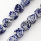 Brins de perles de jaspe de tache bleue naturelle G-R190-04-1