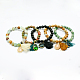 Round Natural & Synthetic Mixed Stone Charm Bracelets BJEW-D391-M-1
