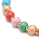 2Pcs 2 Size Natural Wood Round Beaded Stretch Bracelets Set for Kid and Parent BJEW-JB08569-8