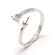 Rhodium Plated 925 Sterling Silver Finger Ring Components STER-P042-24P-4
