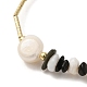 Natural Pearl & Shell & Obsidian Chips Beaded Bracelets BJEW-C051-38G-2