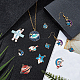 SUPERFINDINGS 48Pcs 12 Style Space Theme Alloy Enamel Pendants Gold Plated Enamel Astronaut Moon Star Celestial Charm Pendant for Necklace Bracelet Earring Jewelry Making PALLOY-FH0001-78-3