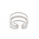304 Stainless Steel Triple Line Open Cuff Ring for Women RJEW-S405-171P-2