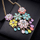 Fashion Women Jewelry Zinc Alloy Glass Flower Bib Statement Choker Collar Necklaces NJEW-BB15068-C-7