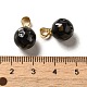 Natürliche schwarze Lippenmuschel gefärbte runde Charms SSHEL-H071-01G-01-3
