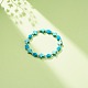 Synthetic Turquoise(Dyed) Cross & Skull Beaded Stretch Bracelet BJEW-JB08451-04-2